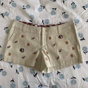 FSU embroidered low rise khaki shorts